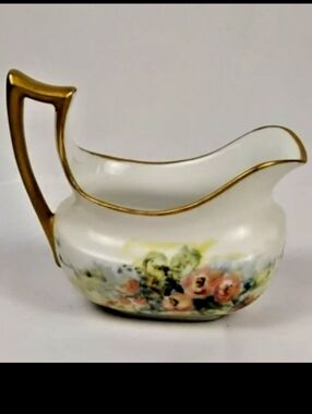 Paul Muller Selb Bavaria Floral Creamer Gold Trim Porcelain 1939